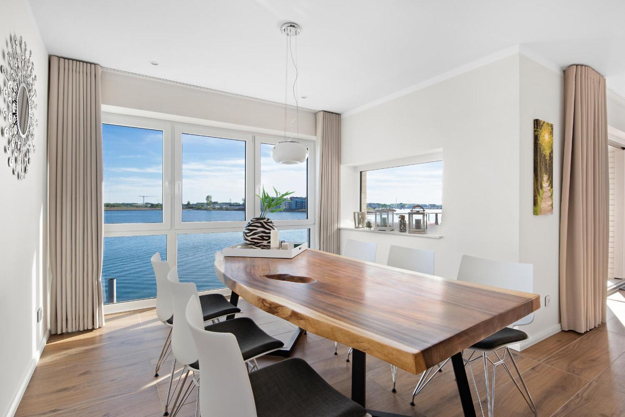 Horizont- direkt am Wasser, Hafenblick, Fahrstuhl, Sauna, ueberdachter Balkon Olpenitz Exterior foto